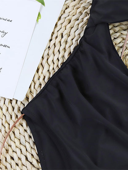 Lace-Up Back Ruched One-Piece Swimsuit | ZAKAPOP