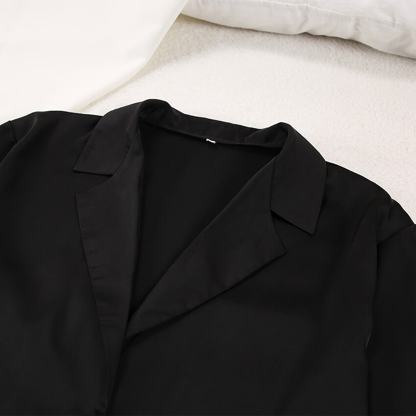 Ladies' Thin Faux Silk Shirt and Long Pants Two-Piece Loungewear Set | ZAKAPOP