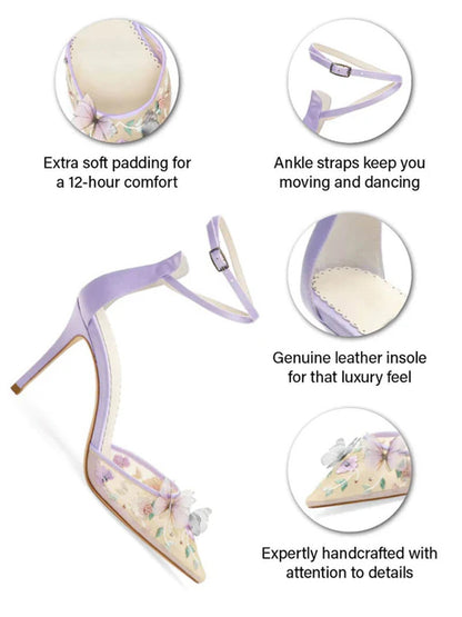 Lavender Butterfly Heels, Garden Party Shoes | ZAKAPOP