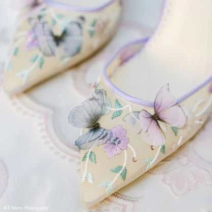 Lavender Butterfly Heels, Garden Party Shoes | ZAKAPOP