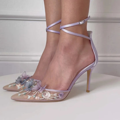 Lavender Butterfly Heels, Garden Party Shoes | ZAKAPOP