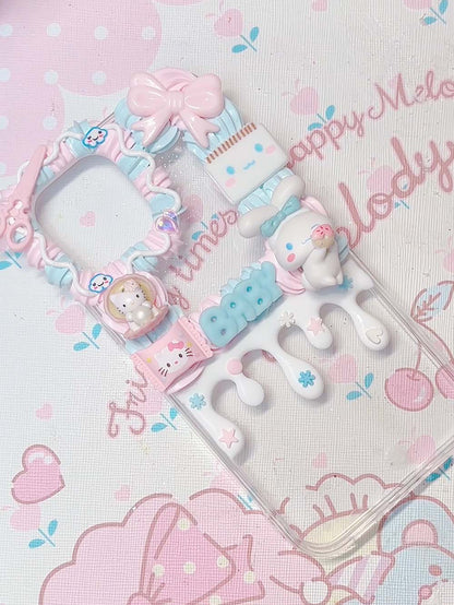 Light Handcrafted Cat and Dog Decoden Cream Phone Case ( Customizable ) | ZAKAPOP