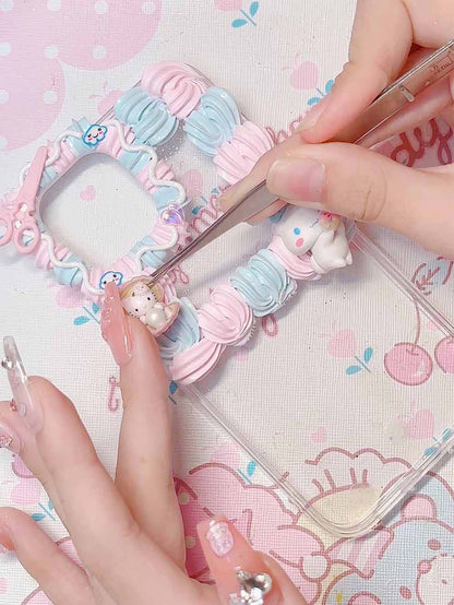 Light Handcrafted Cat and Dog Decoden Cream Phone Case ( Customizable ) | ZAKAPOP