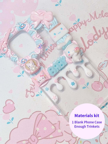 Light Handcrafted Cat and Dog Decoden Cream Phone Case ( Customizable ) | ZAKAPOP
