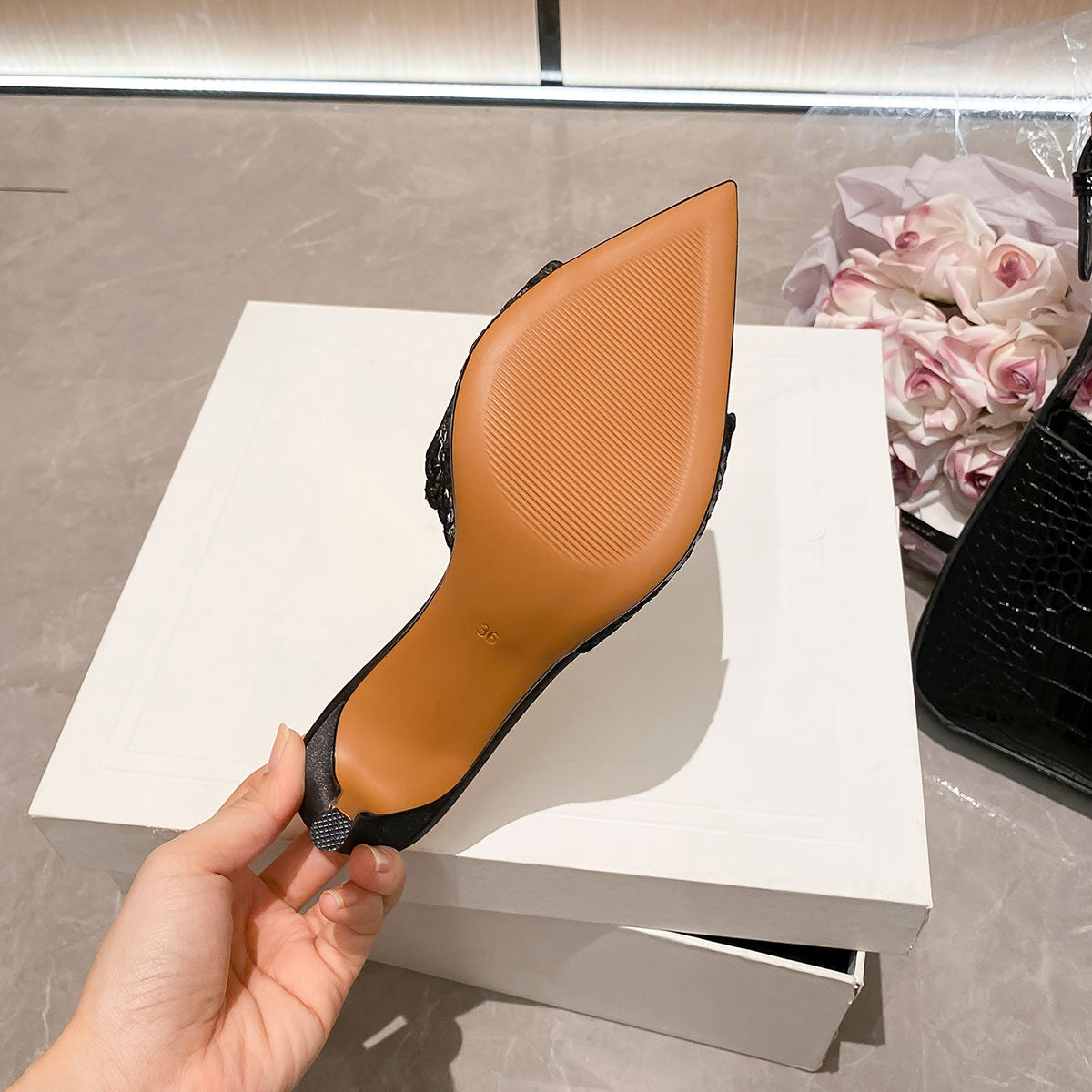 Luna Lace Embroidered Pointed Toe Stiletto Mules | ZAKAPOP