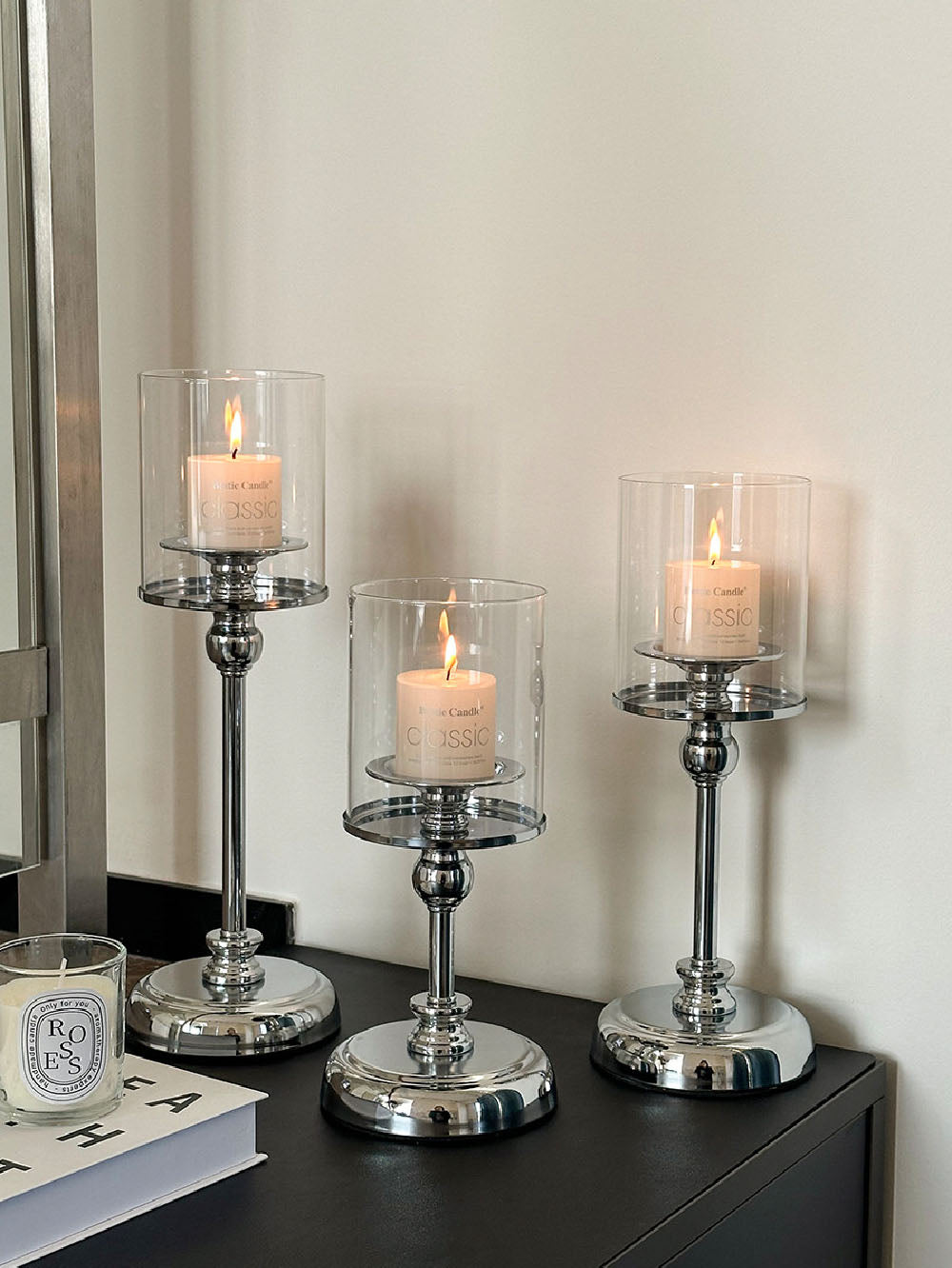 Luxury Metal Candle Holder & Candle Set