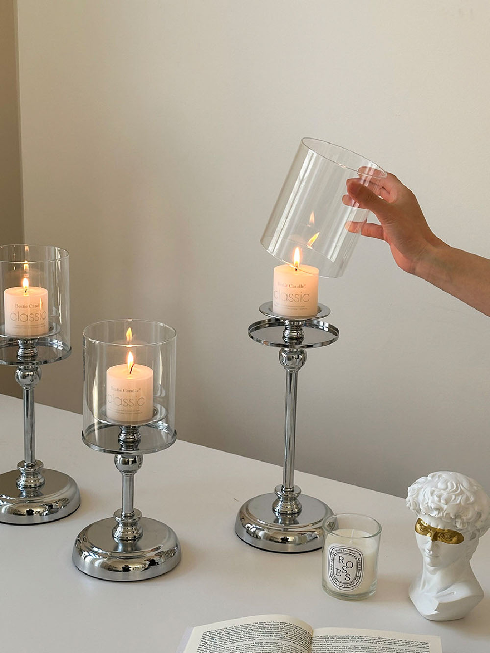 Luxury Metal Candle Holder & Candle Set