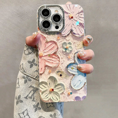 Luxury Glitter Flower Pattern Laser Phone Case | ZAKAPOP