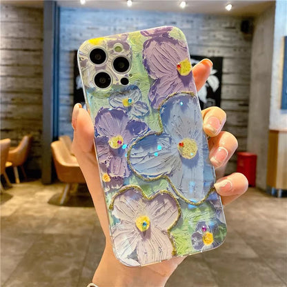 Luxury Glitter Flower Pattern Laser Phone Case | ZAKAPOP