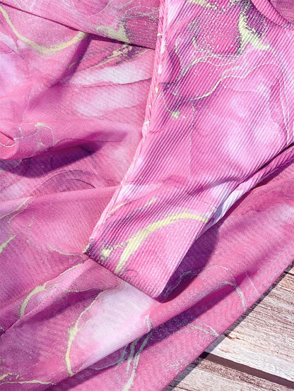 Marble Print Underwire Swimsuit With Beach Skirt | ZAKAPOP