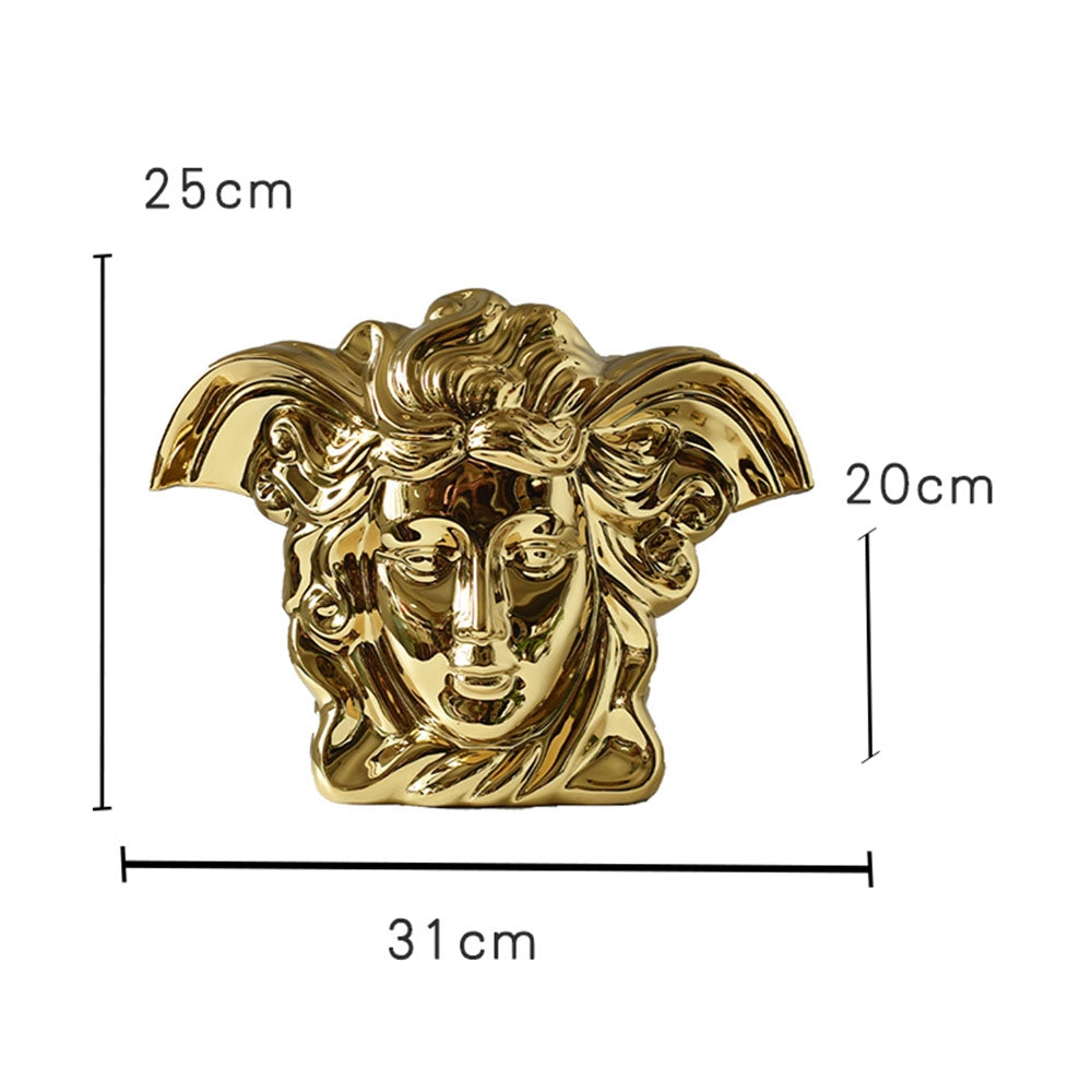 Medusa Ceramic Vase in Gold & Silver