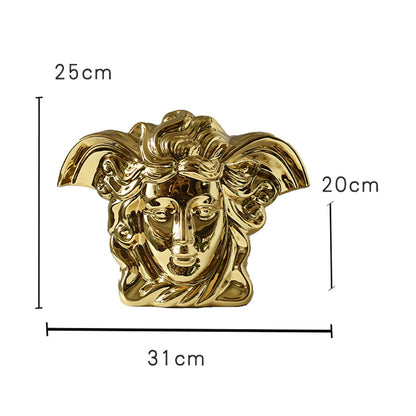 Medusa Ceramic Vase in Gold & Silver