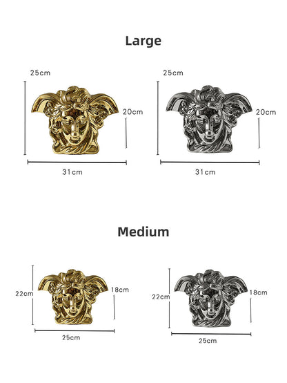 Medusa Ceramic Vase in Gold & Silver