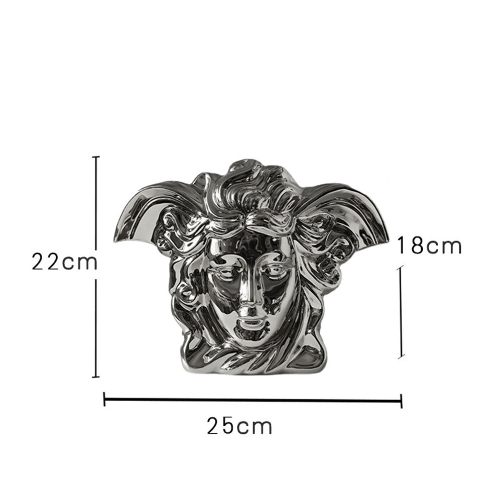 Medusa Ceramic Vase in Gold & Silver