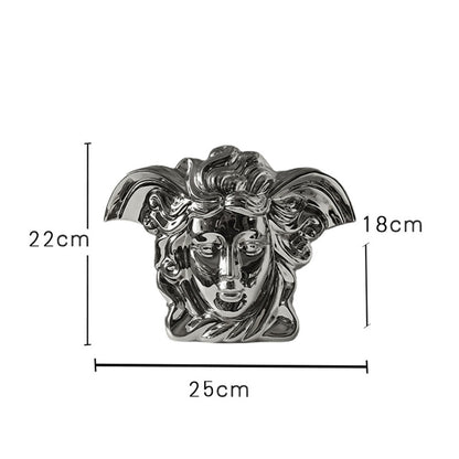 Medusa Ceramic Vase in Gold & Silver