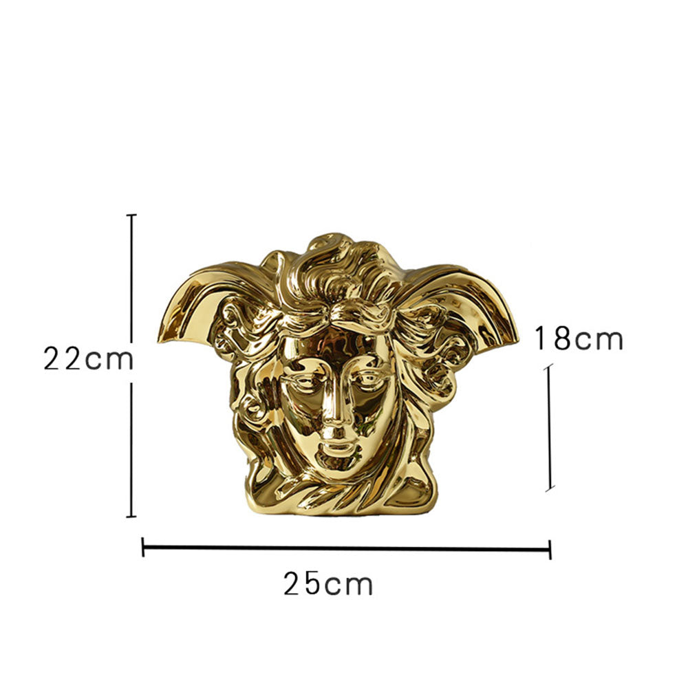 Medusa Ceramic Vase in Gold & Silver
