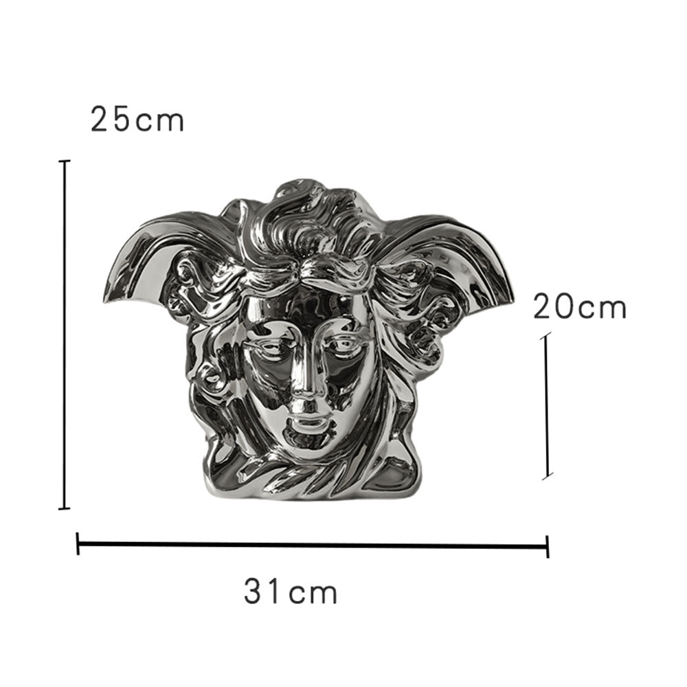 Medusa Ceramic Vase in Gold & Silver