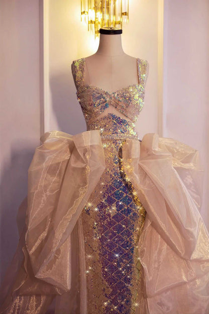 Mermaid Tail Glitter Wedding Dress | ZAKAPOP