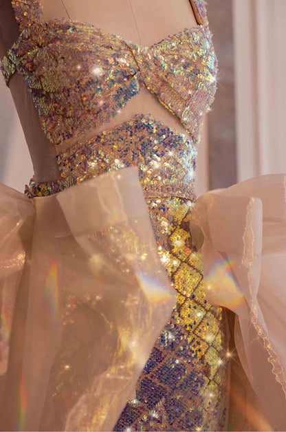 Mermaid Tail Glitter Wedding Dress | ZAKAPOP