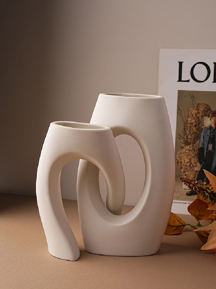 Minimalist Cross Vase in White