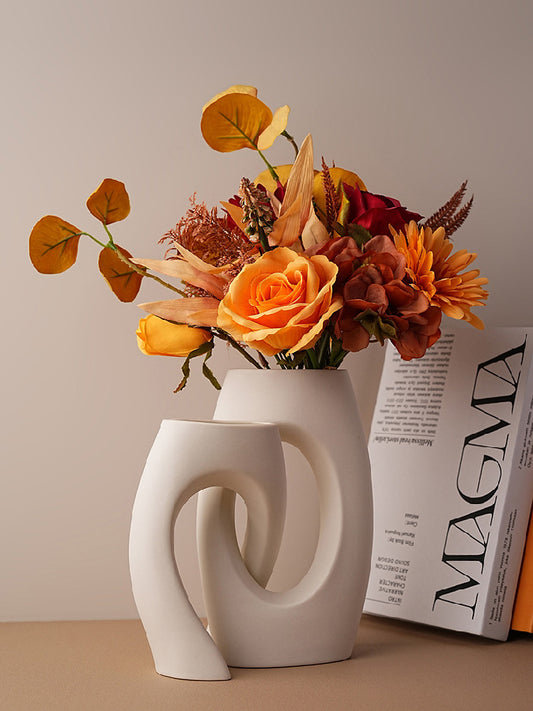 Minimalist Cross Vase in White