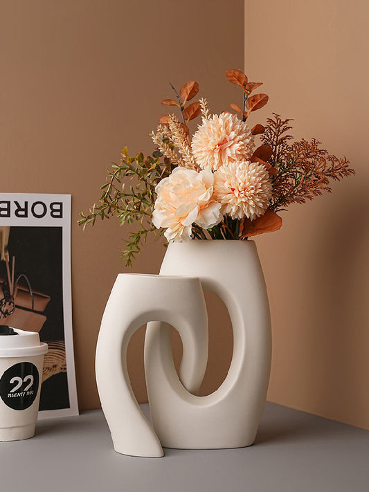 Minimalist Cross Vase in White