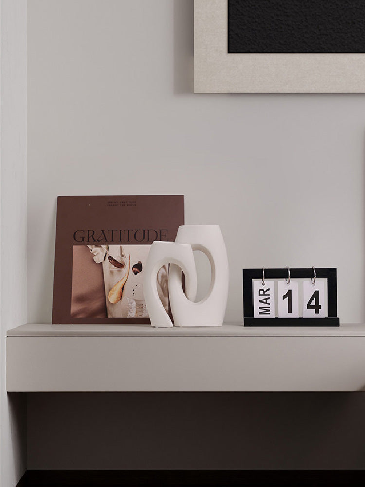 Minimalist Cross Vase in White