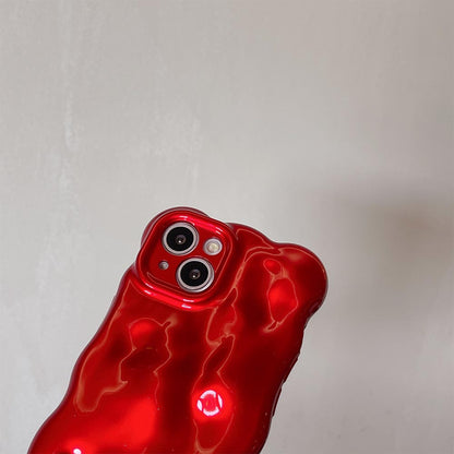 Minimalist Mirror Effect Wave Pleated iPhone Case | ZAKAPOP