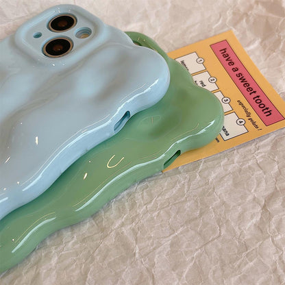 Minimalist Solid Color Macaron Wave Pleated Phone Case | ZAKAPOP