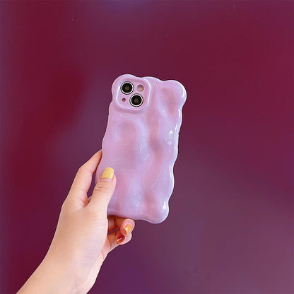 Minimalist Solid Color Macaron Wave Pleated Phone Case | ZAKAPOP