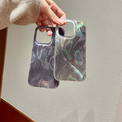 Monochrome Holographic Silver Foil Feather Phone Case | ZAKAPOP