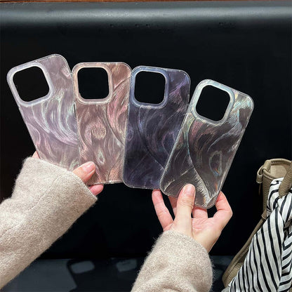 Monochrome Holographic Silver Foil Feather Phone Case | ZAKAPOP