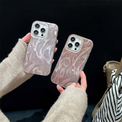 Monochrome Holographic Silver Foil Feather Phone Case | ZAKAPOP