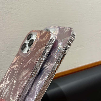 Monochrome Holographic Silver Foil Feather Phone Case | ZAKAPOP
