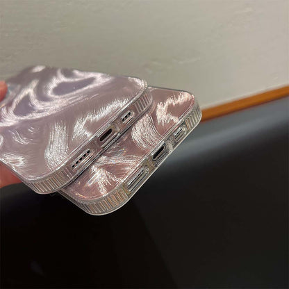 Monochrome Holographic Silver Foil Feather Phone Case | ZAKAPOP