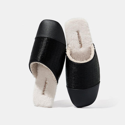 Mule in Gold Faux Leather with Fur