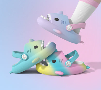 Original Three Color Gradient Shark Slippers  with Shoelaces (Kids) | ZAKAPOP