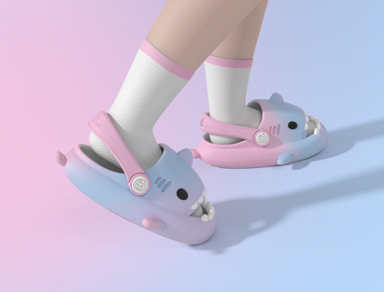 Original Three Color Gradient Shark Slippers  with Shoelaces (Kids) | ZAKAPOP