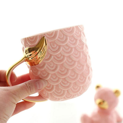 Pearl Glazed Golden Mermaid Tail Water Cup | Mermaid Gift