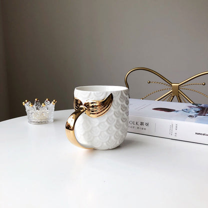 Pearl Glazed Golden Mermaid Tail Water Cup | Mermaid Gift