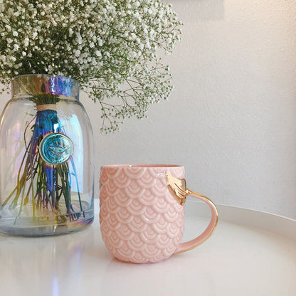 Pearl Glazed Golden Mermaid Tail Water Cup | Mermaid Gift