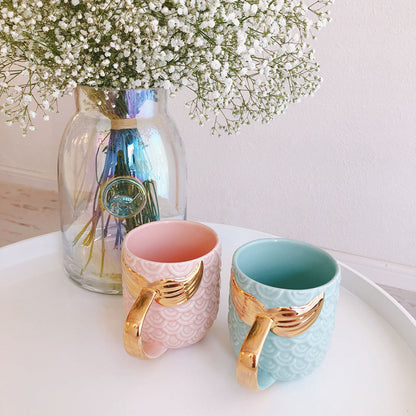 Pearl Glazed Golden Mermaid Tail Water Cup | Mermaid Gift
