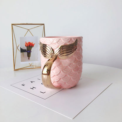Pearl Glazed Golden Mermaid Tail Water Cup | Mermaid Gift