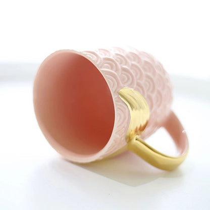 Pearl Glazed Golden Mermaid Tail Water Cup | Mermaid Gift