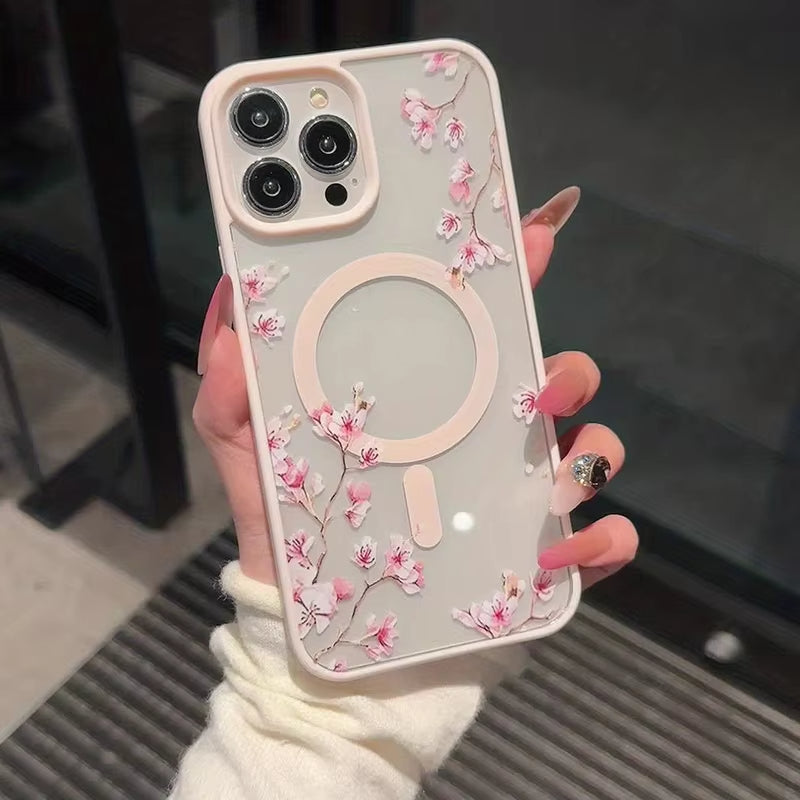 Pink Elegant Floral Background Magsafe Phone Case | ZAKAPOP
