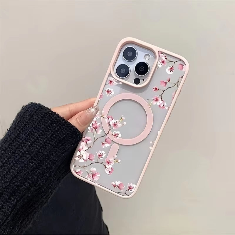 Pink Elegant Floral Background Magsafe Phone Case | ZAKAPOP