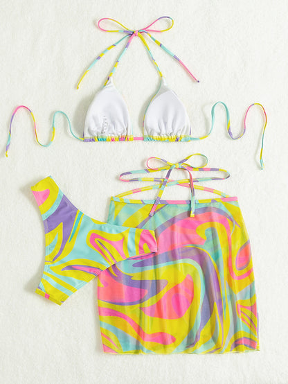 Printed Cross-Strap Bikini Set | ZAKAPOP