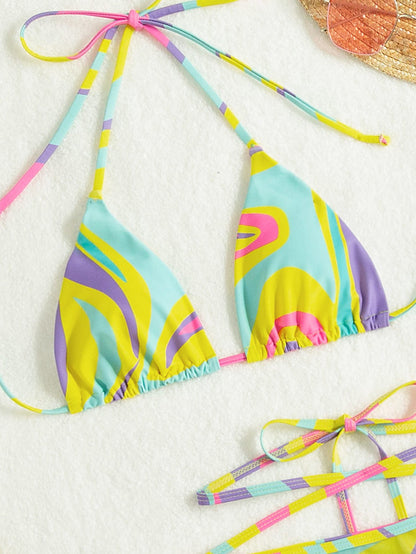 Printed Cross-Strap Bikini Set | ZAKAPOP