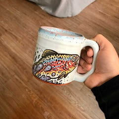 Blue and Orange Lip Drip Rainbow Trout Mug | ZAKAPOP