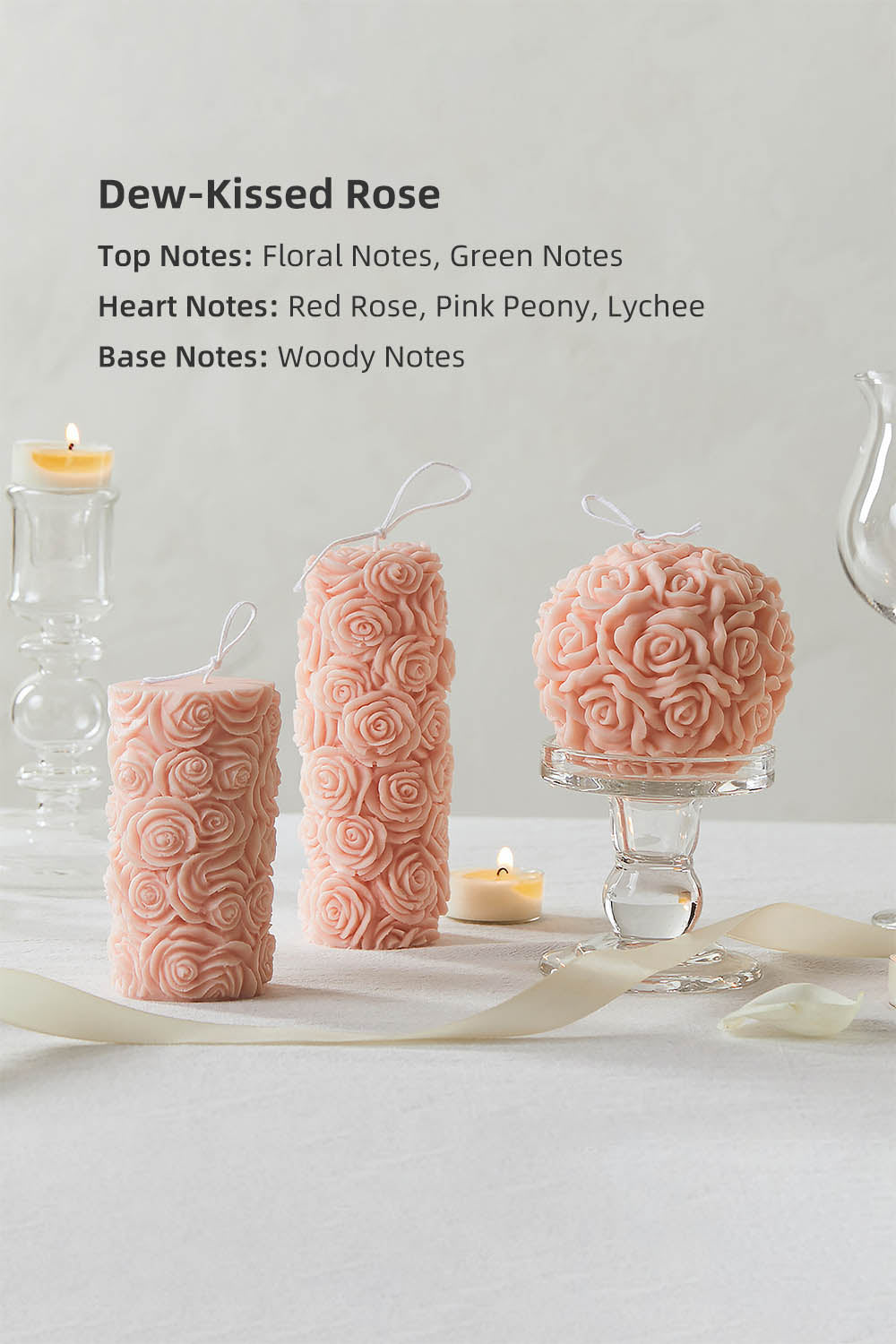 "Rose of Romance" Scented CandleSet (3-Piece)